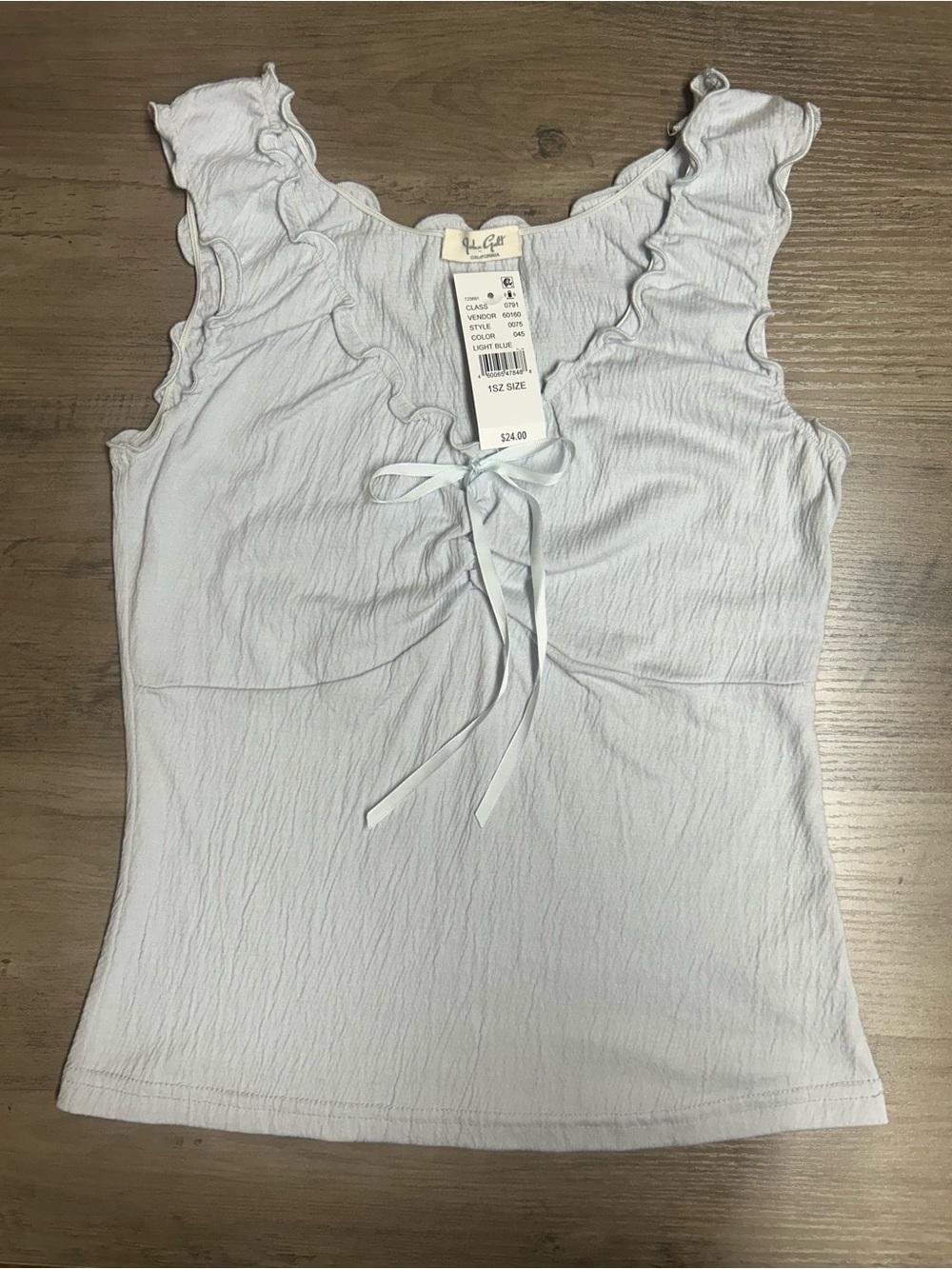 Light Blue Ruffle Tie-Front Tank Top by PacSun